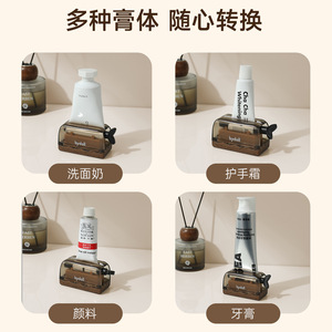 Bydoll <b>Toothpaste</b> <b>Dispenser</b> Whale Shape Walnut Color Manual Squeezer For <b>Toothpaste</b> And Cream - Product Image 4
