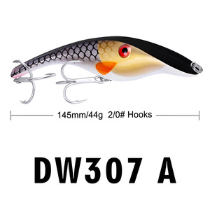 Leurre flottant en forme de crayon de 44g <span class=keywords><strong>et</strong></span> 14,5cm avec hameçon triple 2/0 #   Leurres de pêche pour gros gibier, leurres de traîne pour la pêche en eau salée, leurres de surface - Product Image 6