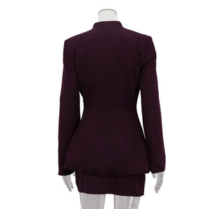 2026年秋ファッション スリムパープル ツーピースセット 女性用ストリートウェア エレガントな長袖ブレザーとハイウエストミニスカートのセット - Product Image 6