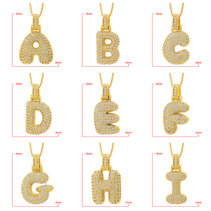 Collar <span class=keywords><strong>con</strong></span> inicial de letra delicada para uso diario, chapado <span class=keywords><strong>en</strong></span> oro de 18K sobre latón, <span class=keywords><strong>con</strong></span> diseño de burbujas, micro pavé denso de circonitas y engaste de triple fila de piedras - Product Image 6