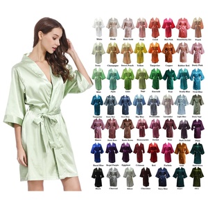 Peignoirs Kimono Mi-Longs en Soie Satinée de Luxe pour Femme, Couleur Unie Sexy, pour Spa, Mariage, Soirée, Robes du Matin pour Mariées et Demoiselles d'Honneur - Product Image 1