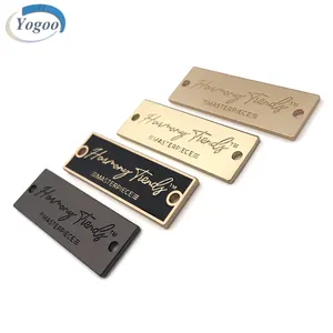 Rectangle Garment Tag Custom Own Design Logo Clothing Sewing Label Brand Private Name Metal Metal Logo For Leather Shoes Sew On