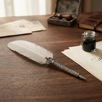Stylo plume vintage noir pour calligraphie et dessin DIY - Fournitures d'écriture multifonctions avec plume d'oie