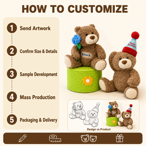 <span class=keywords><strong>Orsacchiotto</strong></span> di Peluche con Cappello da Festa, Morbido e Peloso, Marrone, per Regalo di <span class=keywords><strong>Compleanno</strong></span> e Decorazione - Product Image 4
