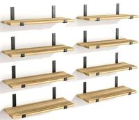 8-teiliges Schweberegal-Set - Rustikales Wandregal für Wohnzimmer, Küche, Bad, Schlafzimmer, Gewürz- und Werkzeugaufbewahrung, Holzregal