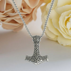Chaîne à maillons vintage en acier inoxydable pour homme, collier à breloques marteau <span class=keywords><strong>de</strong></span> <span class=keywords><strong>Thor</strong></span>, pendentif, cadeau d'anniversaire pour père - Product Image 1