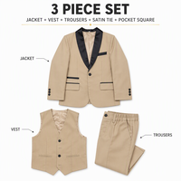 Ensemble 3 pièces de smoking pour garçons : veste en satin à revers châle, gilet et pantalon – Costume formel pour mariage, fête ou bal de promo pour enfants – Vente en gros OEM
