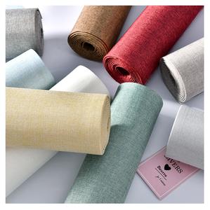 厂家直销不干胶墙布亚麻木纹墙布卧室布艺壁纸 - Product Image 1