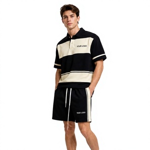Custom Polo Shirt Shorts <b>Set</b> Men's Polo Shirt and Shorts Two Piece <b>Set</b> For Men Women Side Stripe Polo <b>Set</b> 2026 - Product Image 1
