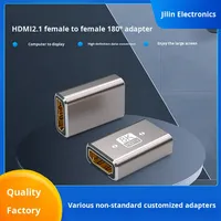 JILIAN nouvel adaptateur haute définition femelle à femelle 180 degrés ordinateur portable TV/moniteur d'ordinateur Mini adaptateur en alliage d'aluminium 8K