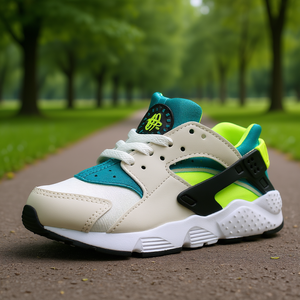 Nike Huarache Run Ps Chaussures pour garçons Phantom Volt Bright Spruce Semelle extérieure en caoutchouc en maille synthétique Semelle intermédiaire en EVA Course printanière - Product Image 2