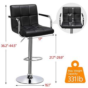 Taburetes de Bar Ajustables, Sillas de Barra de Diseño Moderno, Taburetes Giratorios con Elevación a Gas para Barra de <span class=keywords><strong>Cocina</strong></span>, Giro de 360 Grados - Product Image 3