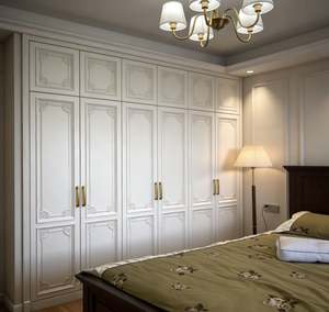 BALOM Customized Industrial Style Metal Frame Wardrobe With Wood Veneer <b>Doors</b> Open Shelving Wardrobe Bedroom Furniture - Product Image 3