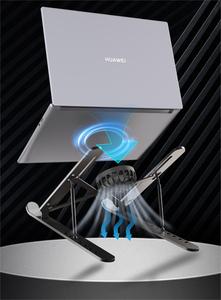 Laptop Stand <strong>Riser</strong> with Cooling Fan Foldable Portable Ergonomic Desktop Notebook Stand Adjustable Aluminum 7 Levels Height OEM - Product Image 5