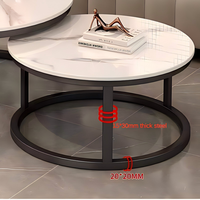 Ensemble de tables basses gigognes rondes en pierre, design contemporain et épuré, durables, gain de place pour le salon