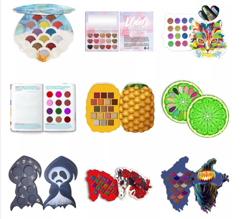 Оптовая продажа, Пустая палитра с логотипом на заказ, Сияющие блестящие тени для век для Хэллоуина, палитра теней для век