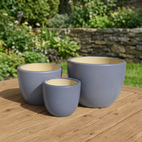 Macetas y jardineras de cerámica esmaltadas para interior, color gris brillante, suministros de jardín