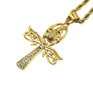 Fornitura Diretta di Scarabe Egiziani Antichi in Stile Classico Europeo e Americano, Croce in Acciaio Inox con Diamante - Product Image 4