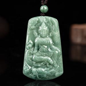 Pendentif en jade naturel de style chinois, dragon Guanyin, design original UNISEXE, cadeau de style chinois avec certificat d'évaluation GY34 - Product Image 1