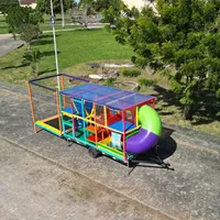 Aire de jeux mobile commerciale à haut rendement sur roues pour enfants, remorques de jeux mobiles, équipement souple pour fêtes en plein air