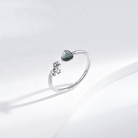 Bague ajustable en laiton personnalisée pour femme, motif cœur et coquillage, papillon, plaqué rhodium, géométrique, pas cher, avec pierres précieuses, pour filles