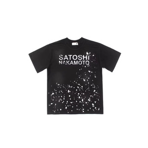 SATOSHI NAKAMOTO Nouvelle Collection Printemps T-shirt en Coton Imprimé Délavé Effet Vieilli avec Cordon de Serrage Rayé Coupe Ample Style Streetwear - Product Image 3