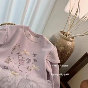Child Star Circle Girls Ballet Style Sweatshirt Dress Long Sleeve Mesh Lace Fleece Lining Autumn Winter Wear - Product Image 2