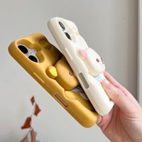 Coque de téléphone portable en silicone 3D stéréoscopique avec support dessin animé populaire pour iPhone 16 15 14 Pro