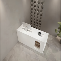 Comptoir de réception au design moderne style crème, finition laquée brillante, pour caisse enregistreuse, salon de beauté, salon de coiffure, restaurant