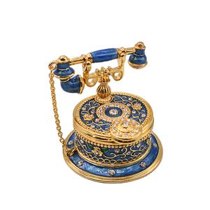 Esmalte metal teléfono figura cristal Peltre aleación rhinestone teléfono forma baratija joyero para regalos de boda artículos - Product Image 1