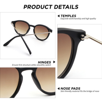 Lunettes de soleil rondes noires écologiques de créateur, haute qualité, pour hommes et femmes, vente en gros, logo personnalisé premium