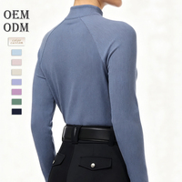 Nouvelle collection automne-hiver : Hauts d'équitation en maille côtelée douce à manches raglan, respirants, pour l'entraînement équestre, sous-vêtement technique.