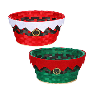 Cesta de regalo <span class=keywords><strong>navideña</strong></span> de bambú tejida a mano con virutas de madera, precio económico, cesta decorativa para colgar en la puerta. - Product Image 1