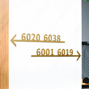 Número de habitación de guía de flecha de Hotel de oro cepillado con letras <span class=keywords><strong>3D</strong></span> de acero inoxidable de 3mm no luminoso, personalización de identificación de número de puerta - Product Image 3