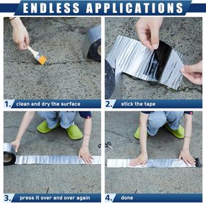 Cinta Adhesiva Impermeable <span class=keywords><strong>Frienda</strong></span> de 2 Rollos, Cinta de Reparación de Asfalto Autoadhesiva de 32' x 4' para Ventanas, Techos, Puertas, Canaletas y Uso en Exteriores - Product Image 4