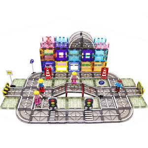 48 पीसी डिय 3 डी ट्रैफिक मजबूत चुंबकीय टाइल चुंबक सड़क निर्माण ब्लॉक टाइल्स सेट खिलौने ओम एटम सेमी पीसी एन71 स स स - Product Image 2