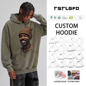 Personnalisation en gros de sweat-shirts en coton biologique pour hommes, imprimés numériquement, surdimensionnés, lavés, de haute qualité, pour l'hiver - Product Image 1