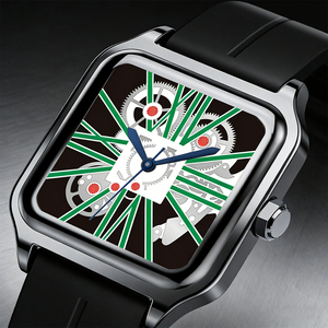 Montre à quartz légère pour homme, de luxe discret, écologique, en acrylique, style sportif, cadran carré, bracelet magnétique, chiffres arabes, pour le commerce transfrontalier - Product Image 2