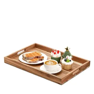 Rechteck Holz Tablett, Akazien Tablett Couch tisch Tablett zum Frühstück im Bett, Mittagessen, Abendessen