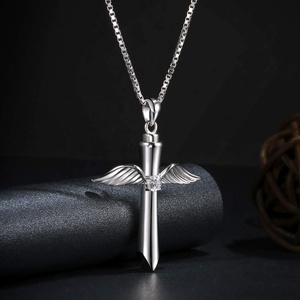 de moda del corazón de la plata esterlina alas de Ángel medallón de la joyería colgante regalo urna Collar para las cenizas. - Product Image 6