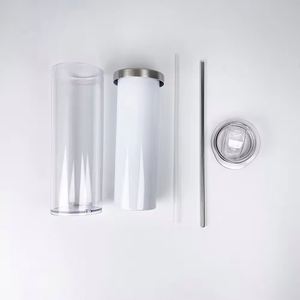 Gobelet isotherme droit et fin de 20 oz, effet boule à neige, vierge pour sublimation, portable, à paillettes, pour eau quotidienne en extérieur - Product Image 2