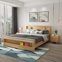Usine Chine Lits modernes en bois massif Lits King Size en bois Cadre de lit double Queen Size Chambre à coucher