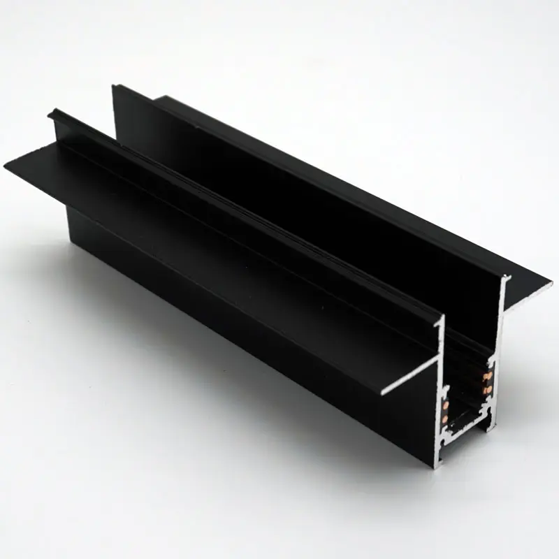 Sistema de riel de pista led lineal, luz de pista magnética, empotrada de aluminio negro, bajo voltaje, 48v, 1 metro, 2 metros, 3 metros