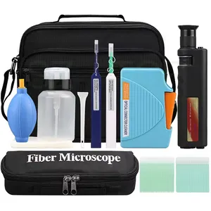12 pièces outils de nettoyage de fibres Kit de nettoyage de fibres fibre optique FTTH outil de test de réseau 400x Microscope d'inspection