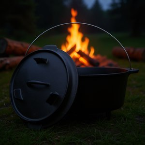 Marmite hollandaise en fonte 6 litres pré-assaisonnée avec couvercle pour cuisson au feu de camp, camping en extérieur, poêle et utilisation sur cuisinière - Product Image 2