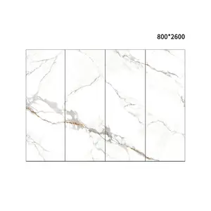 800*2600*9mm Fish Belly White Background Interior Wall Countertop Floor Tiles Skin Gold Format Plate Big Size Sintered Stone