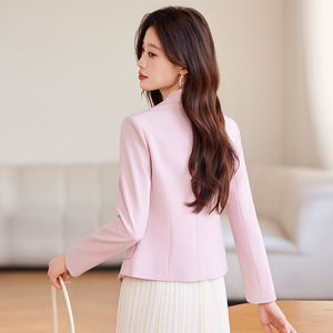 Black Blazer For Women Slim Fit Solid Color Polyester No-Wrinkle Treatment Spring Autumn Casual Wear - Product Image 4