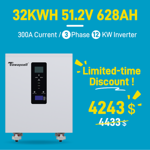 Tewaycell Libre de Impuestos, 51.2V 628Ah 32KWh+12KW Trifásico Todo en Uno con Equilibrador Activo de 5A + WIFI, Modelo DDP a Polonia - Product Image 1