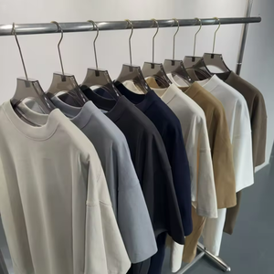 Fabricante de Ropa FLOWORA, Venta al Por Mayor, Camisetas Personalizadas de 275g, 100% Algodón, Hombros Caídos, Tallas Grandes para Hombre - Product Image 1