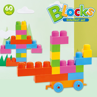 Jouets éducatifs précoces pour enfants, ensemble de briques de construction, 60 pièces, ensemble de blocs de construction en plastique pour enfants